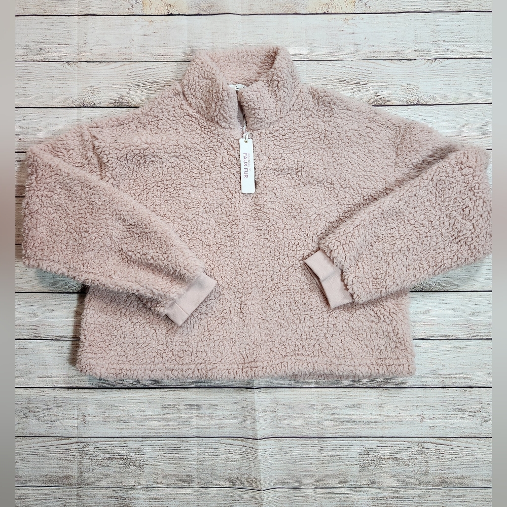 NWT Love Tree Sherpa teddy bear fleece‎ pullover 1/4 zip XL